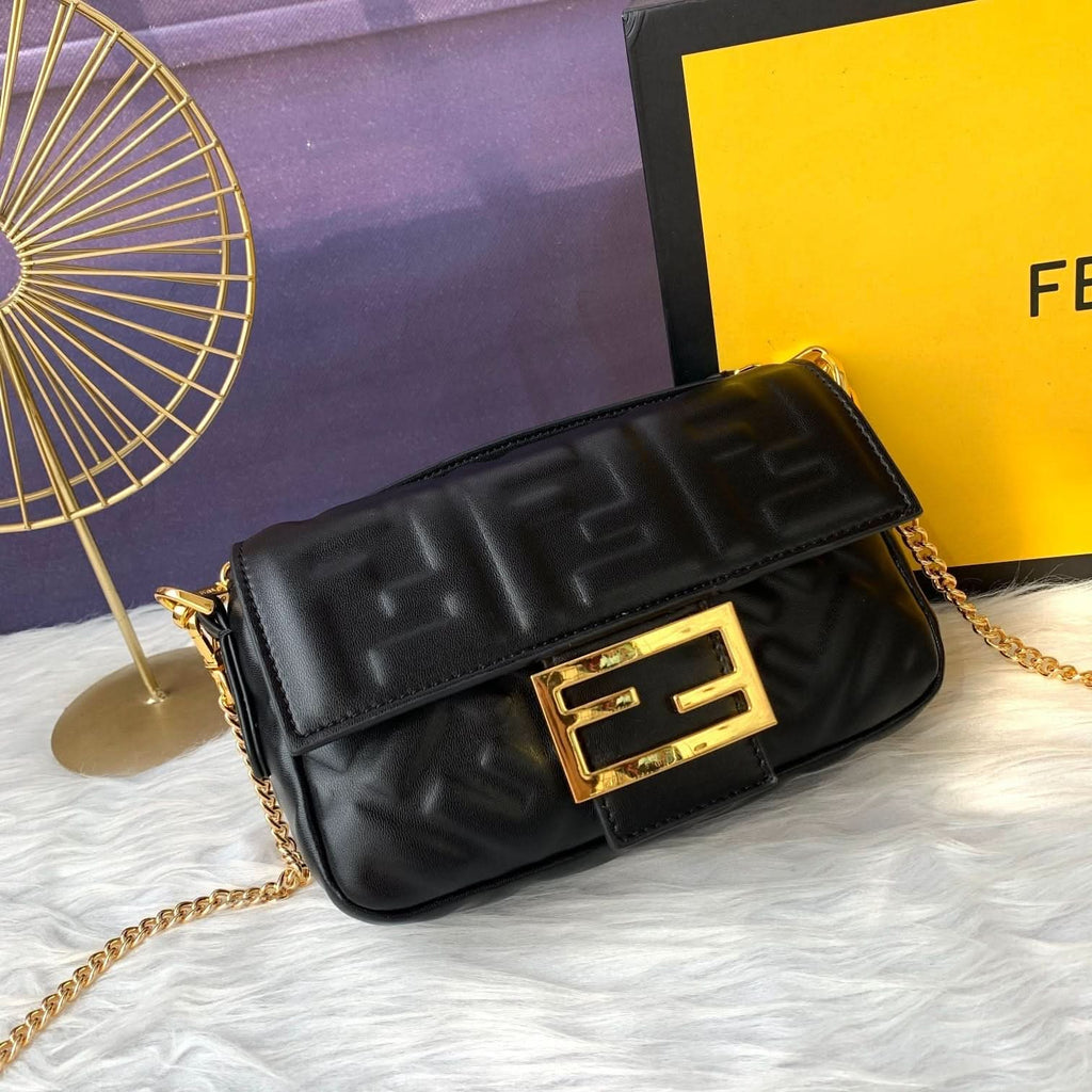 Fendi Baguette Mini Leather Crossbody Bag 19cm - Griserik