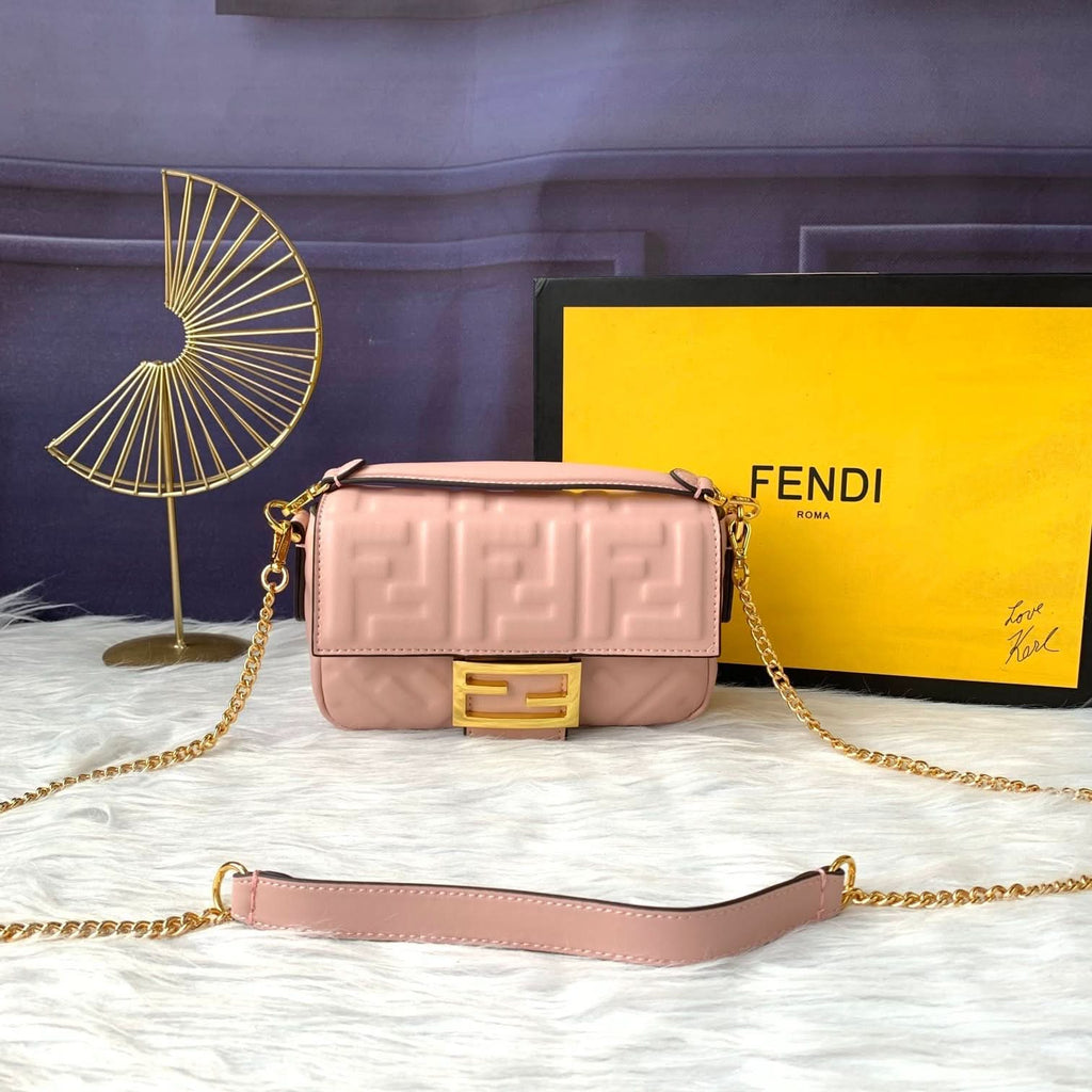 Fendi Baguette Mini Leather Crossbody Bag 19cm - Griserik