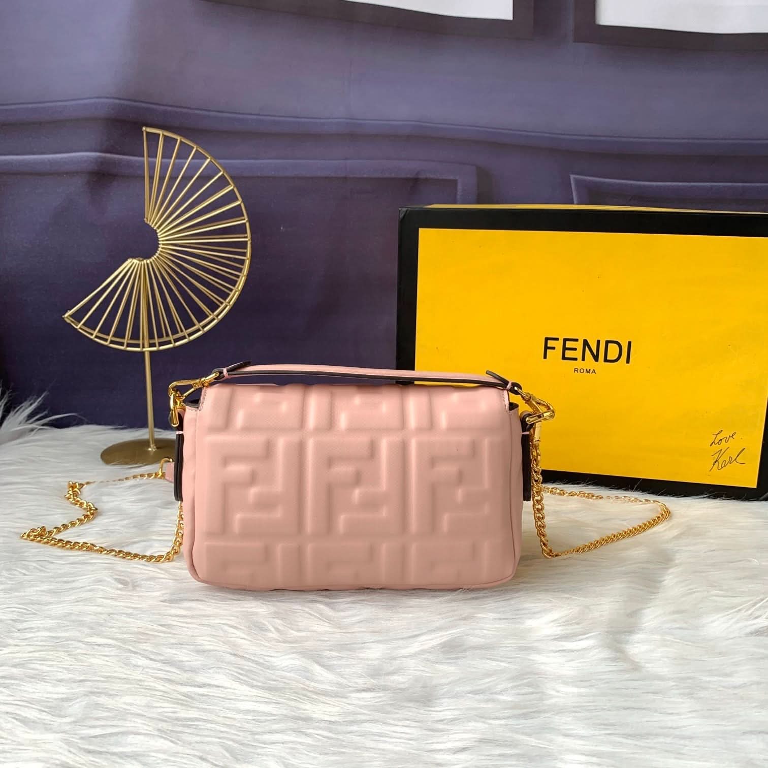 Fendi Baguette Mini Leather Crossbody Bag 19cm - Griserik