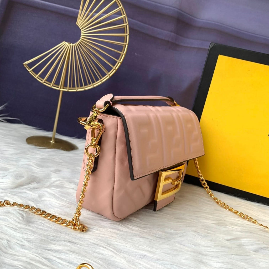 Fendi Baguette Mini Leather Crossbody Bag 19cm - Griserik