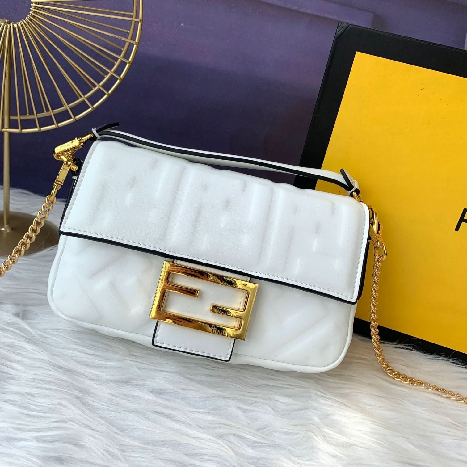 Fendi Baguette Mini Leather Crossbody Bag 19cm - Griserik