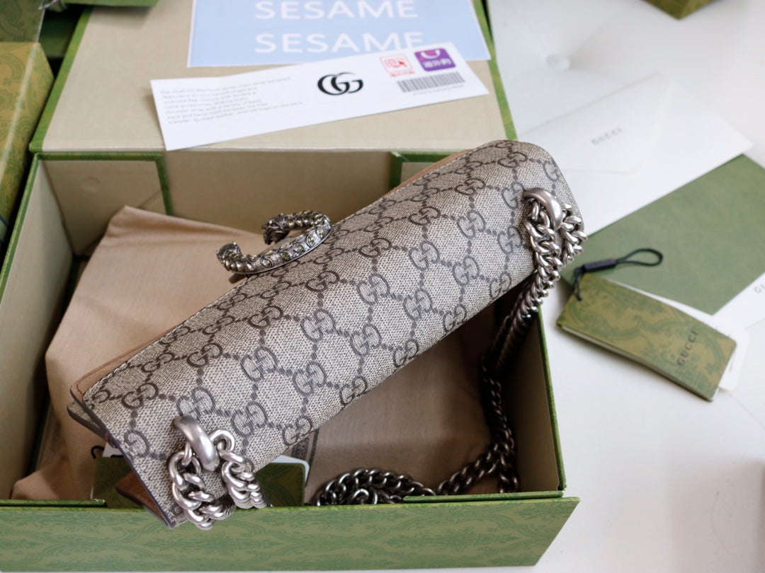 Gucci GG Dionysus Canvas Shoulder Bag - Griserik