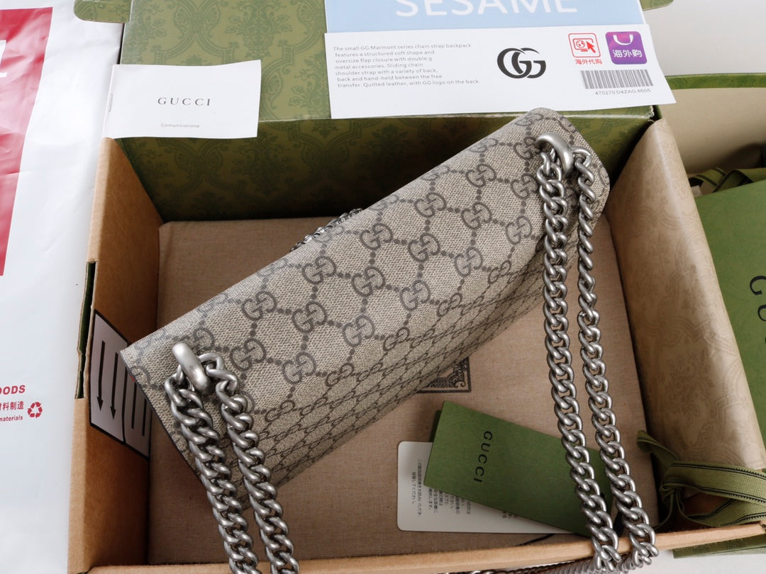 Gucci GG Dionysus Canvas Shoulder Bag - Griserik