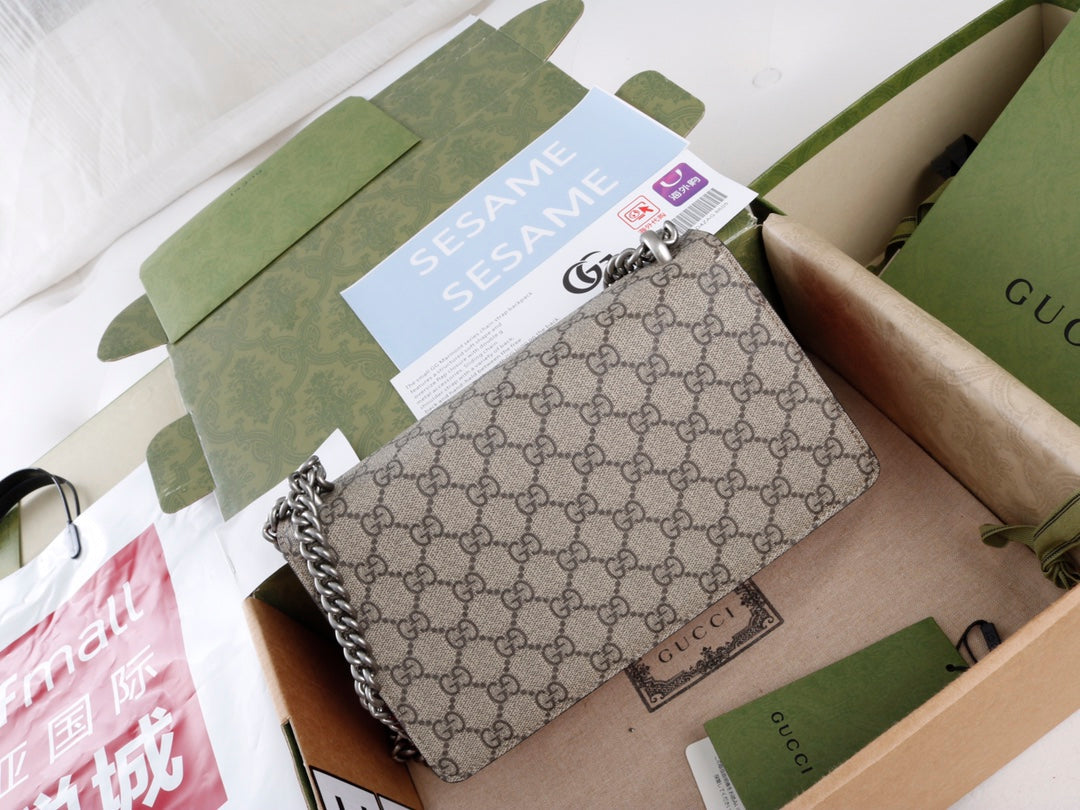 Gucci GG Dionysus Canvas Shoulder Bag - Griserik