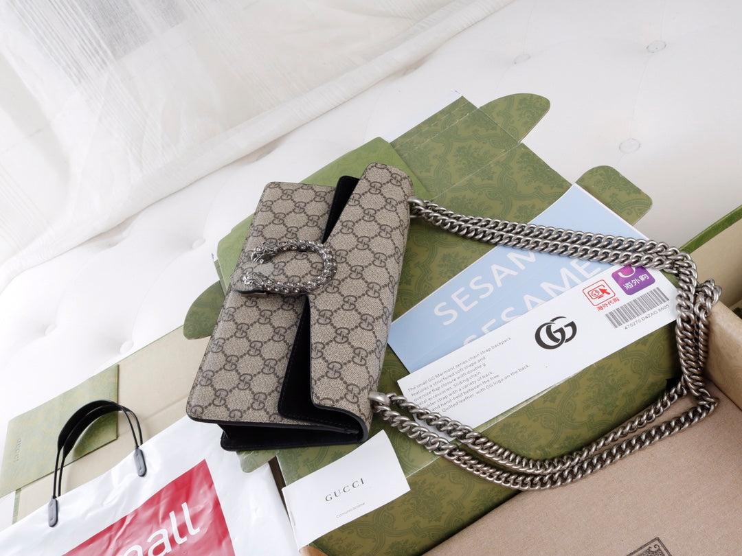 Gucci GG Dionysus Canvas Shoulder Bag - Griserik