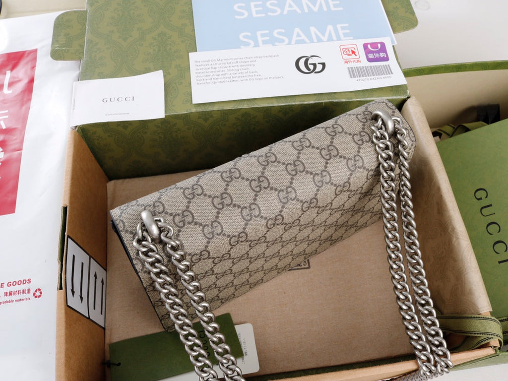 Gucci GG Dionysus Canvas Shoulder Bag - Griserik