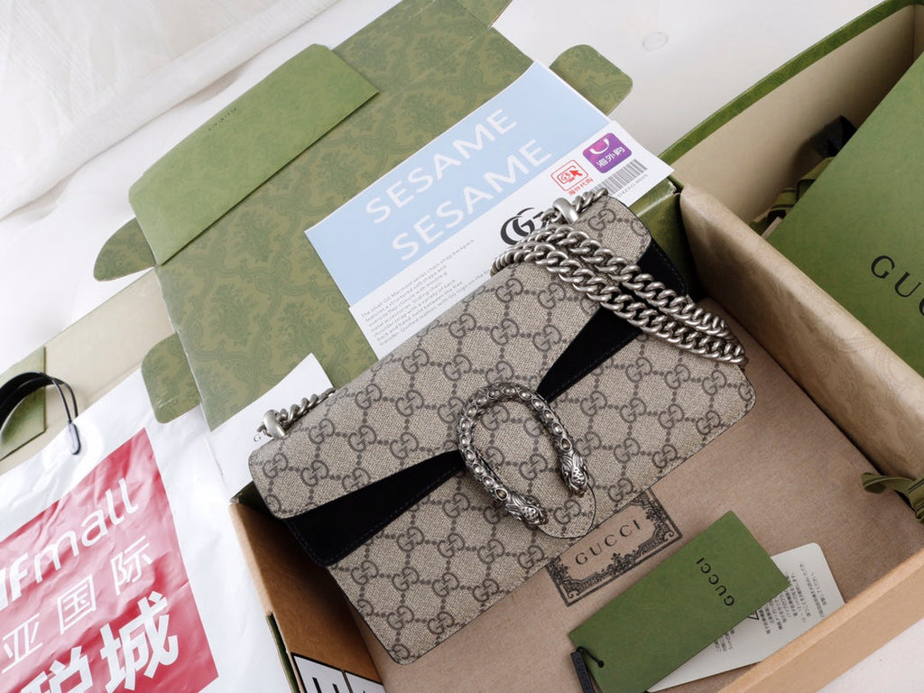 Gucci GG Dionysus Canvas Shoulder Bag - Griserik