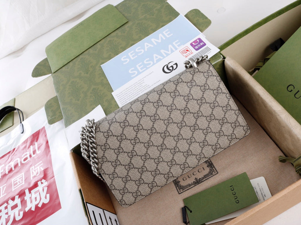 Gucci GG Dionysus Canvas Shoulder Bag - Griserik