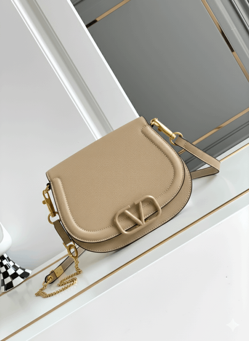 Valentino Garavani VSLING Small Leather Top Handle Bag - Griserik