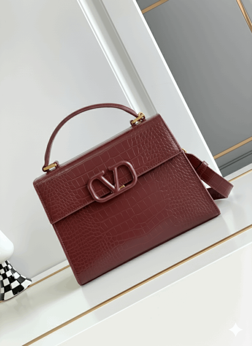 Valentino Garavani VSLING Small Leather Top Handle Bag - Griserik