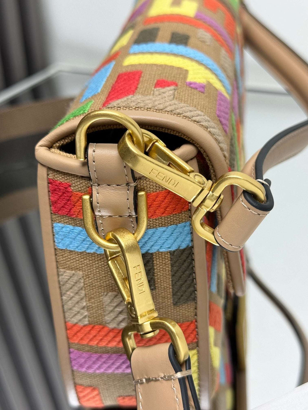 Fendi Baguette Crossbody Canvas Bag - Griserik