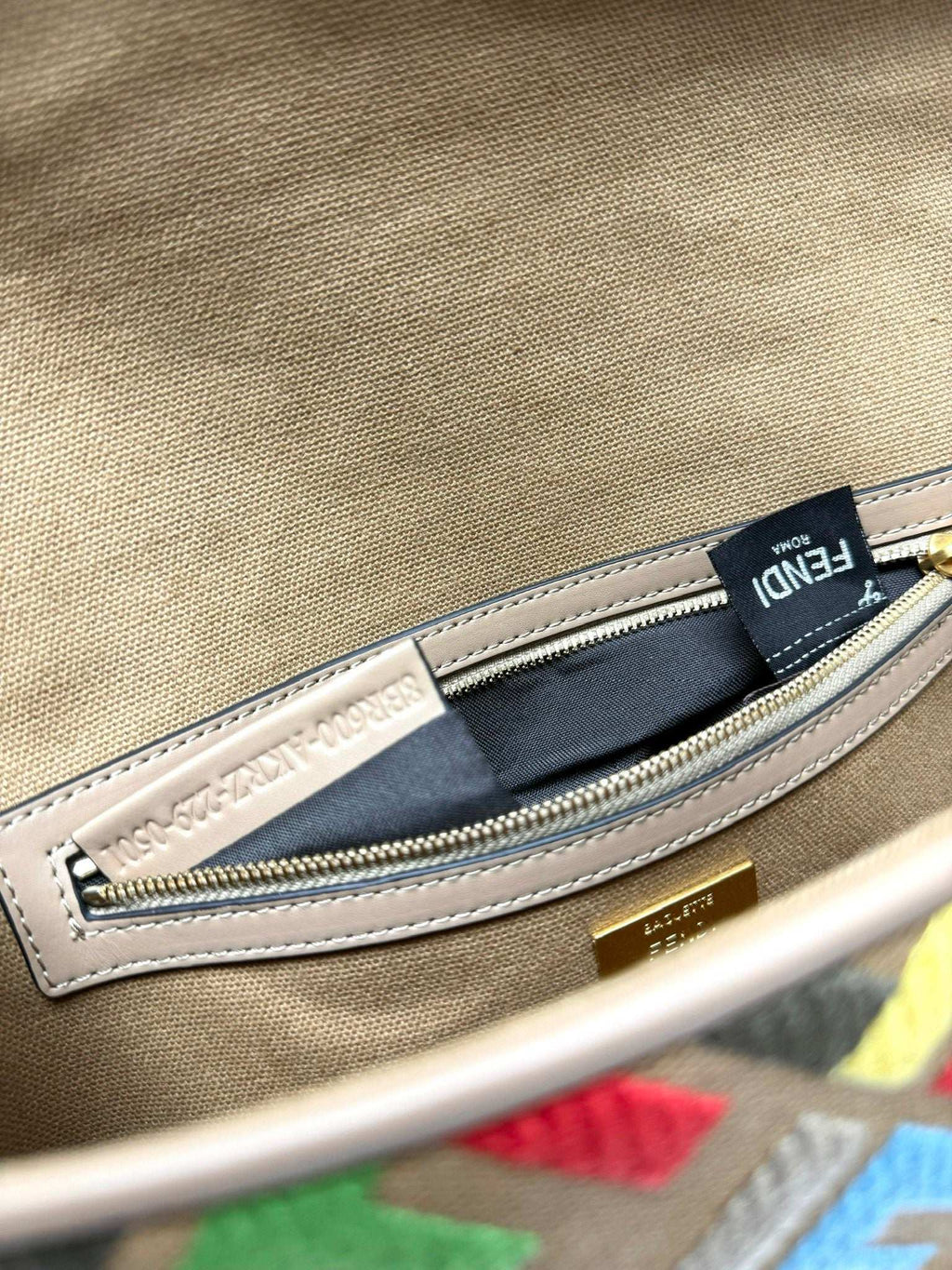 Fendi Baguette Crossbody Canvas Bag - Griserik