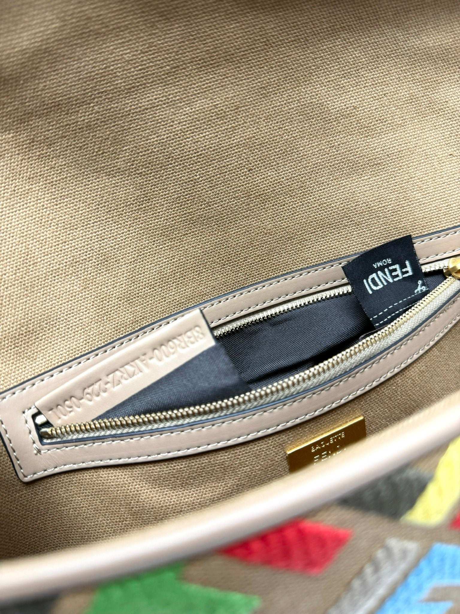 Fendi Baguette Crossbody Canvas Bag - Griserik