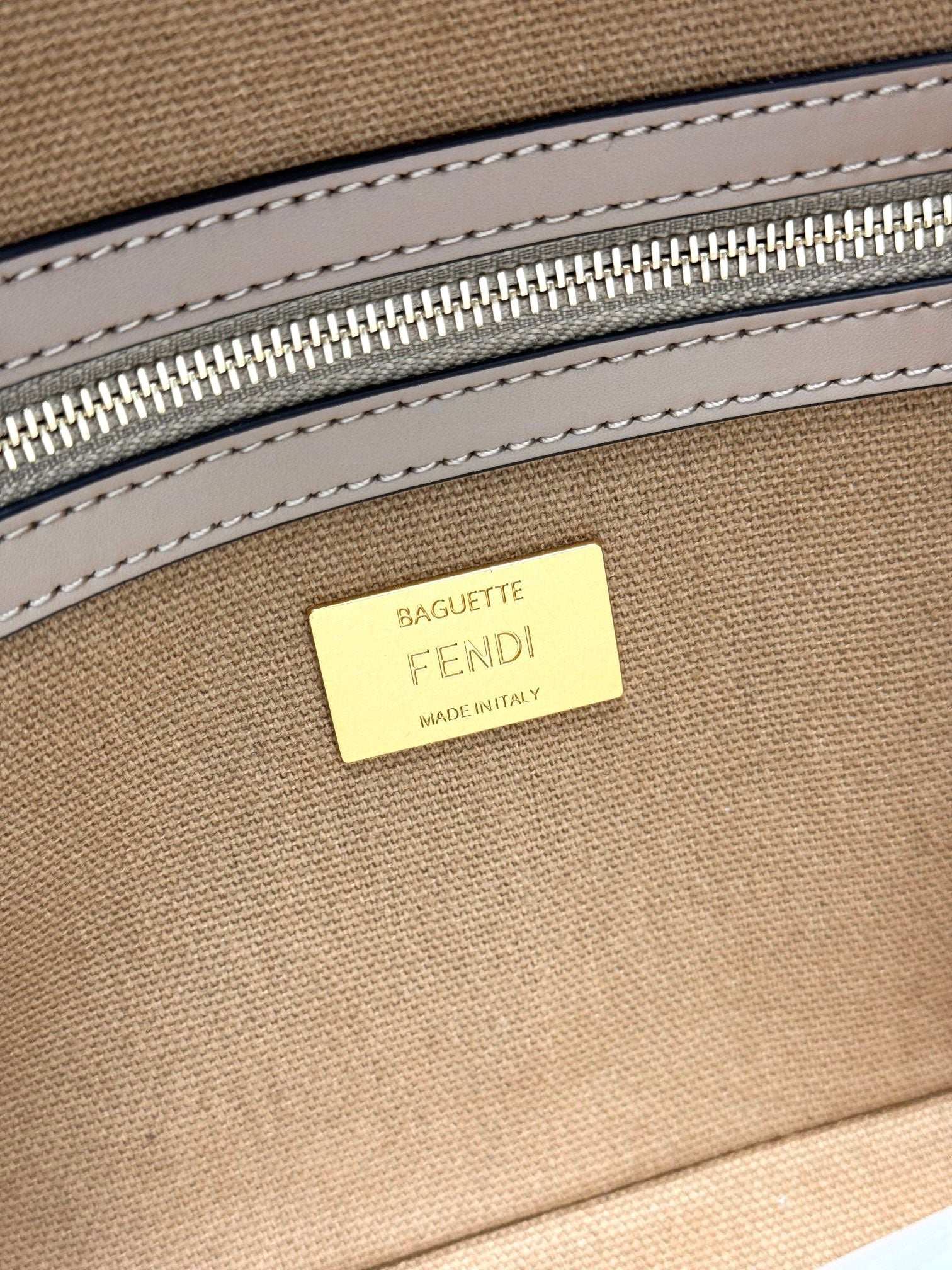 Fendi Baguette Crossbody Canvas Bag - Griserik