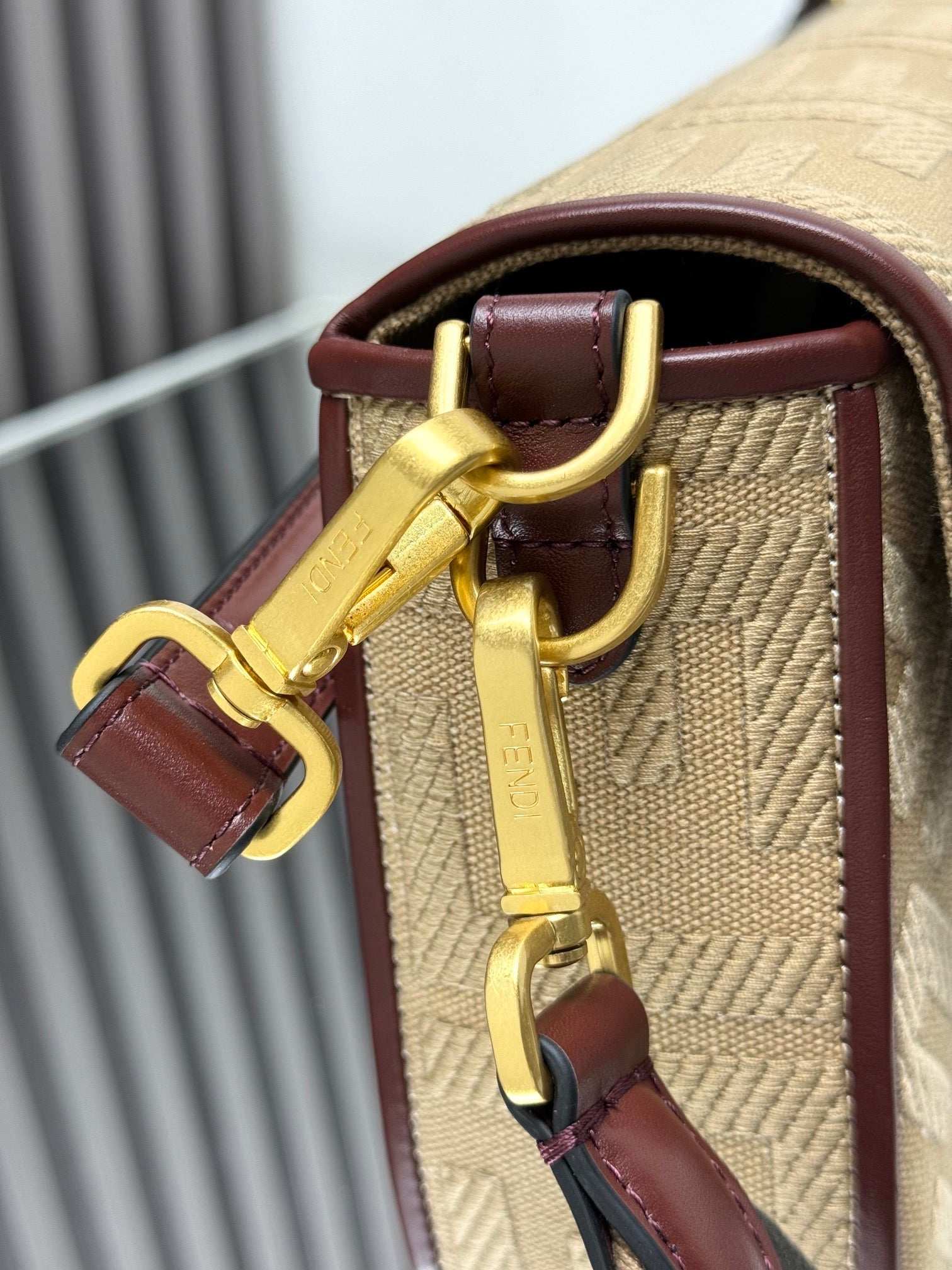 Fendi Baguette Crossbody Canvas Bag - Griserik