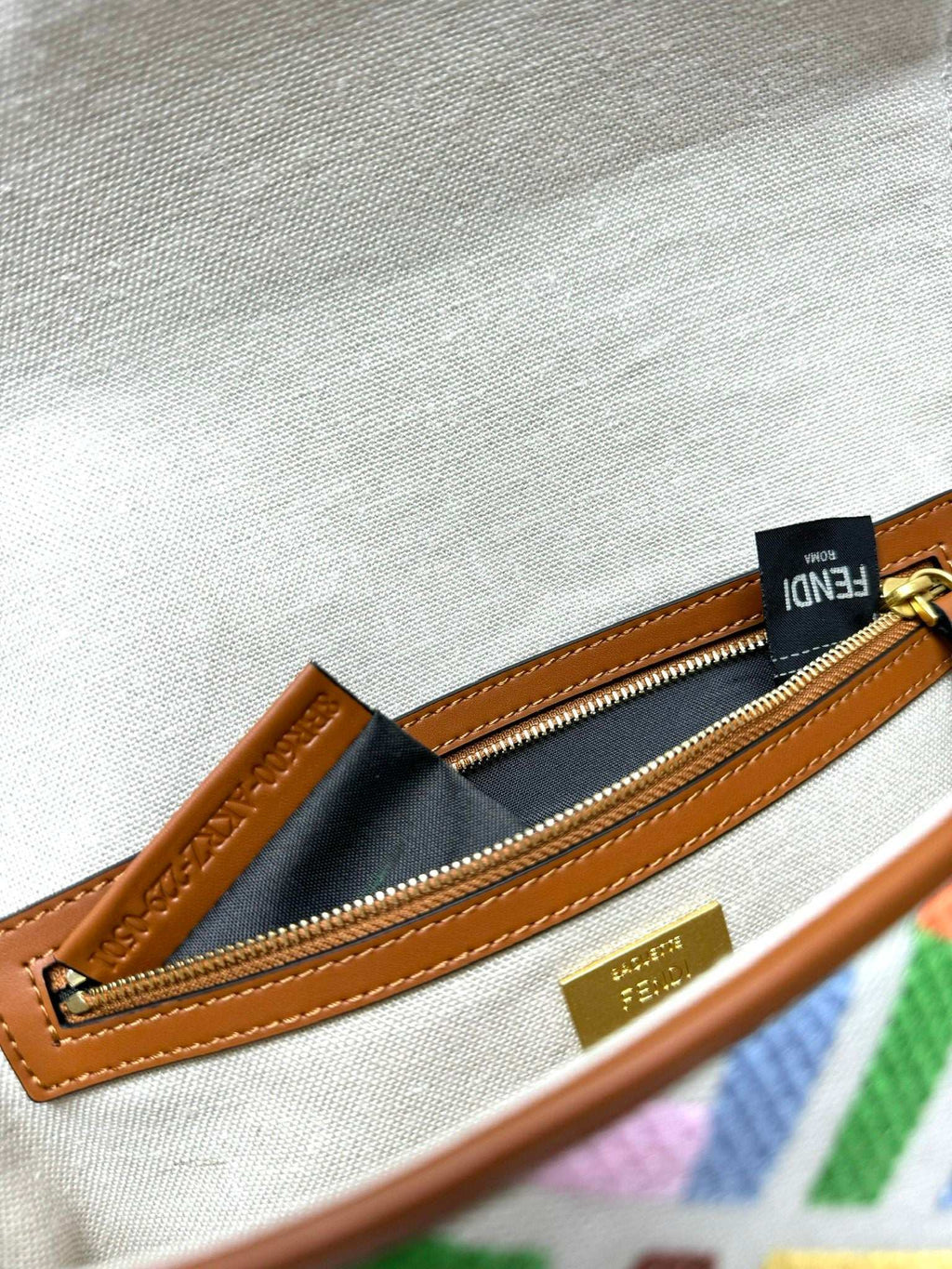 Fendi Baguette Crossbody Canvas Bag - Griserik