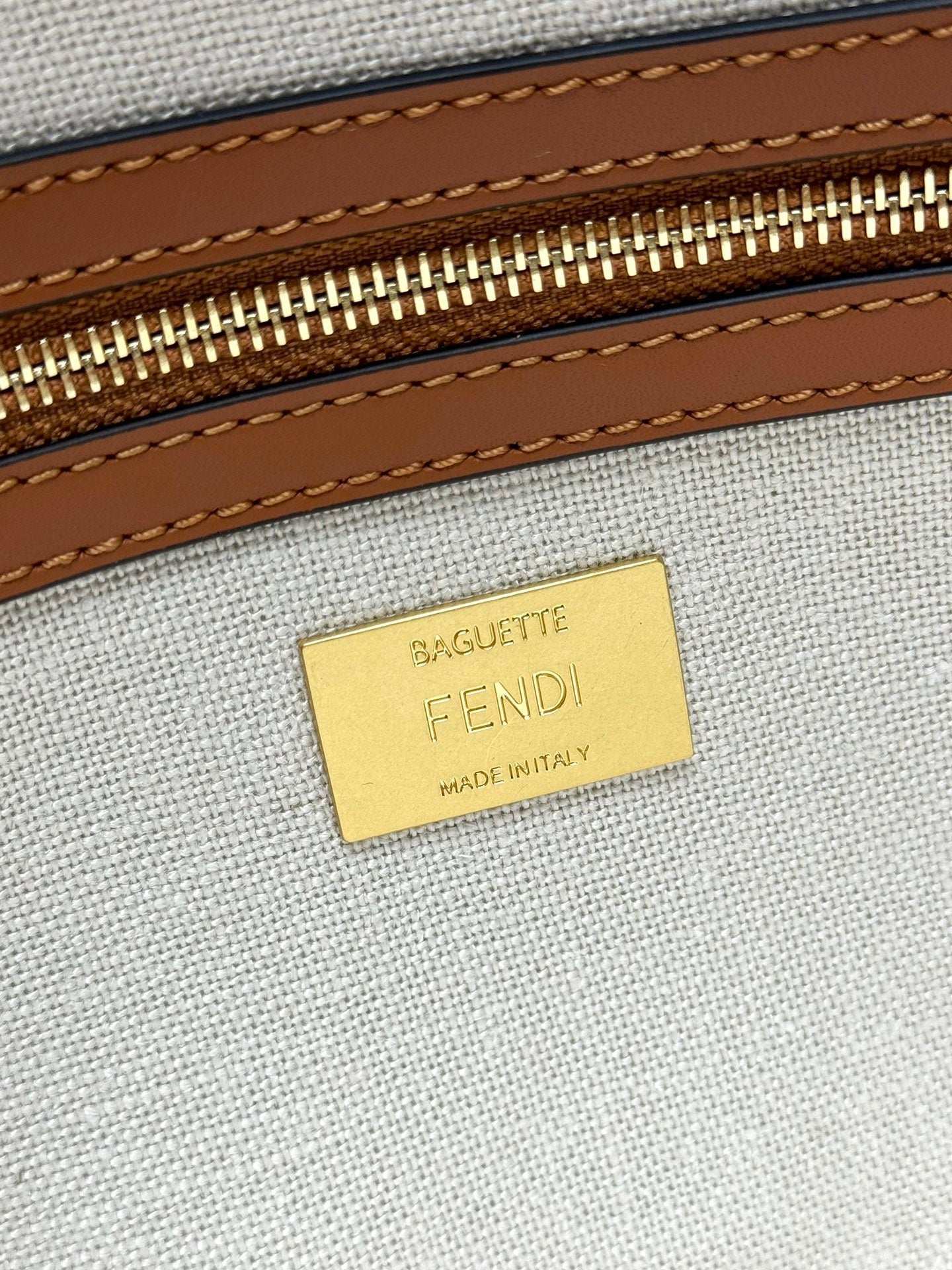 Fendi Baguette Crossbody Canvas Bag - Griserik