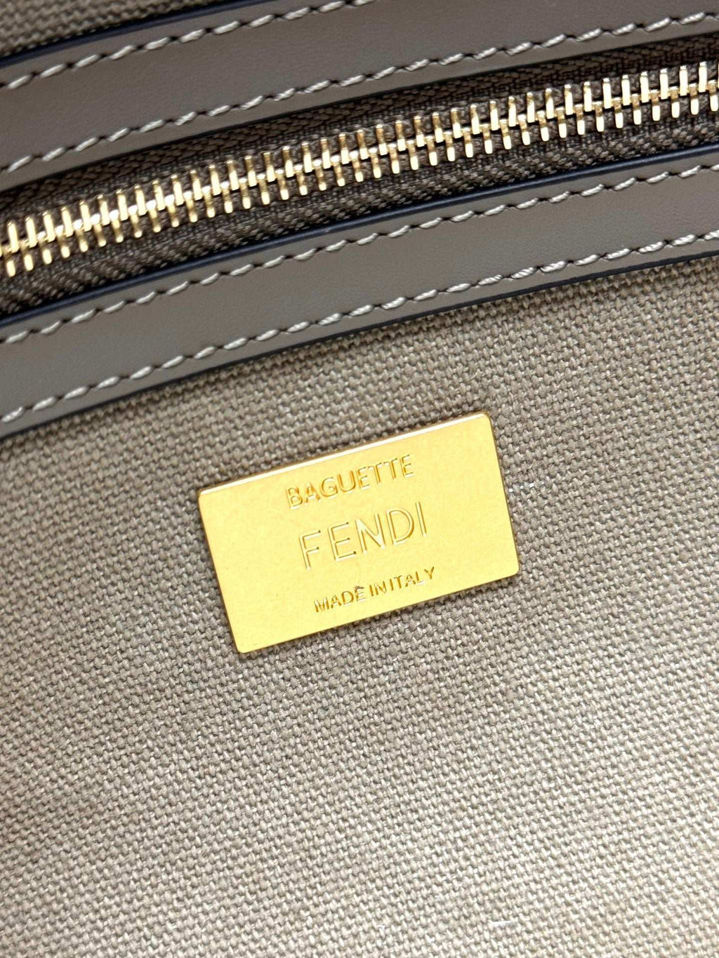 Fendi Baguette Crossbody Canvas Bag - Griserik