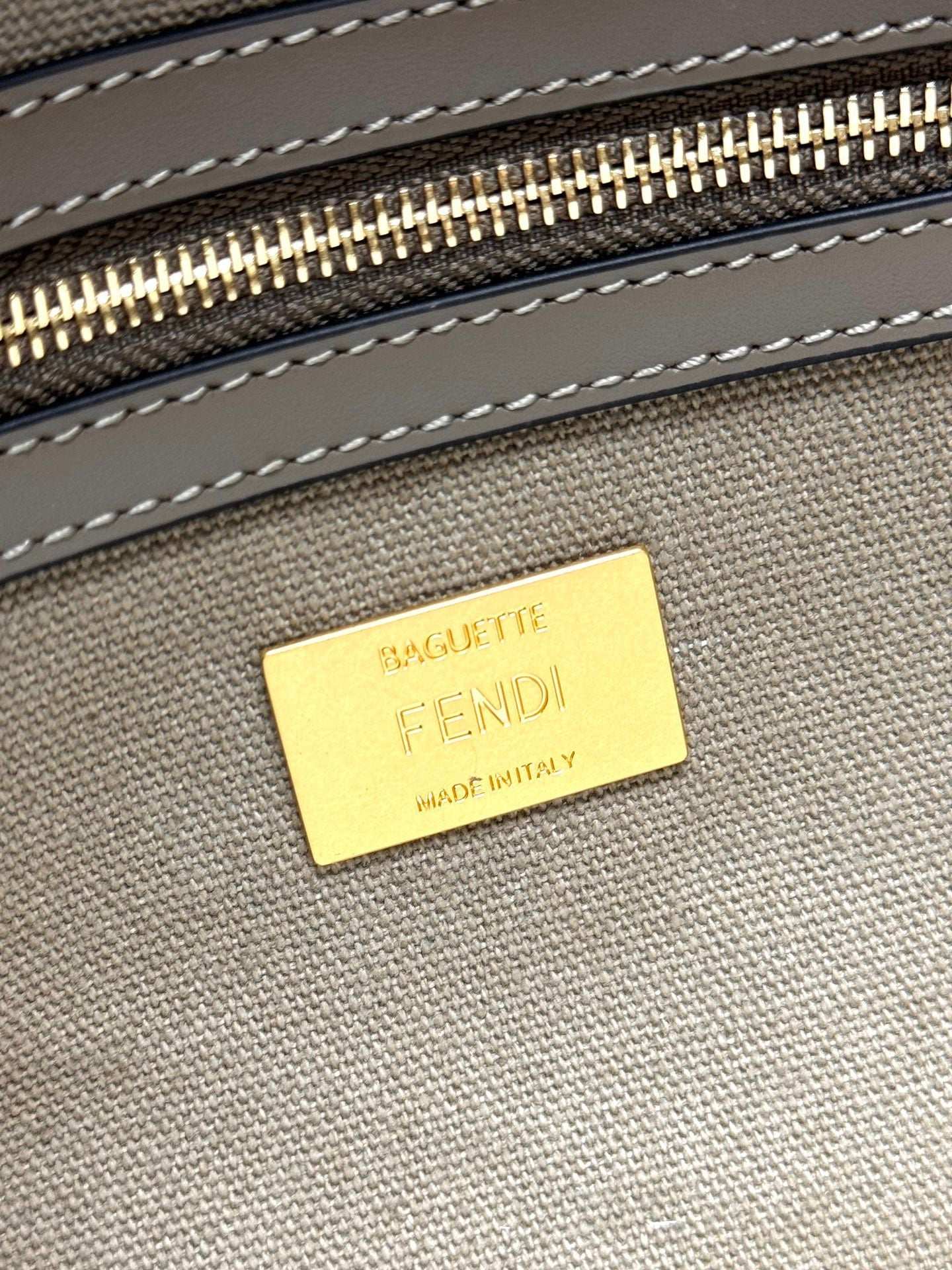 Fendi Baguette Crossbody Canvas Bag - Griserik