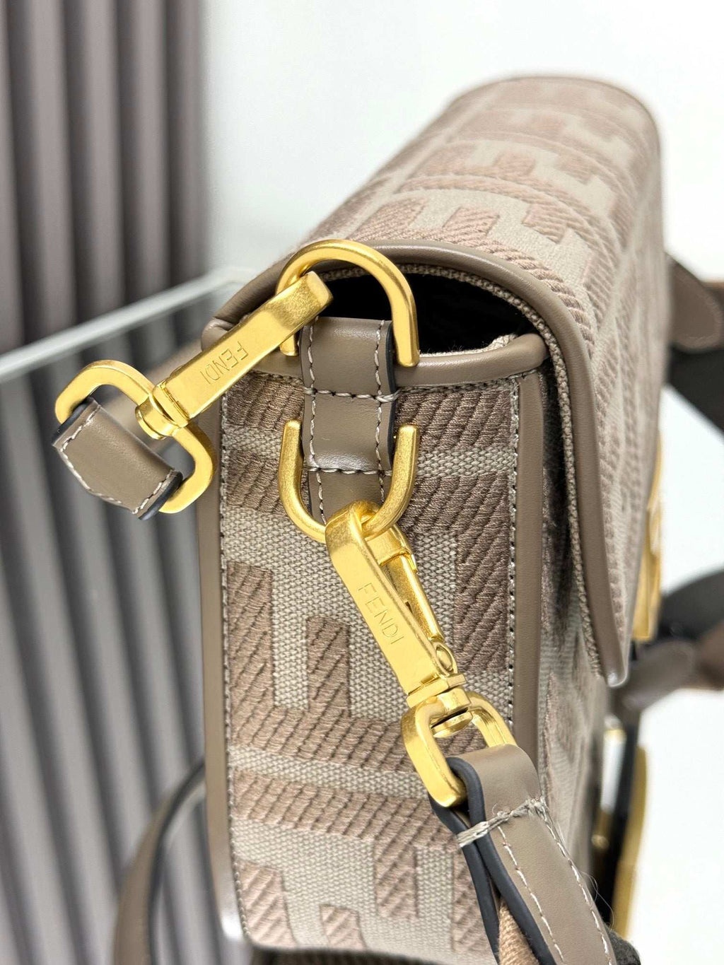 Fendi Baguette Crossbody Canvas Bag - Griserik