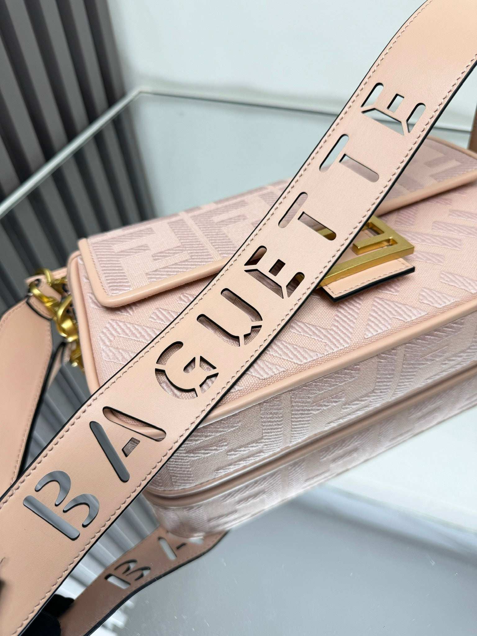 Fendi Baguette Crossbody Canvas Bag - Griserik