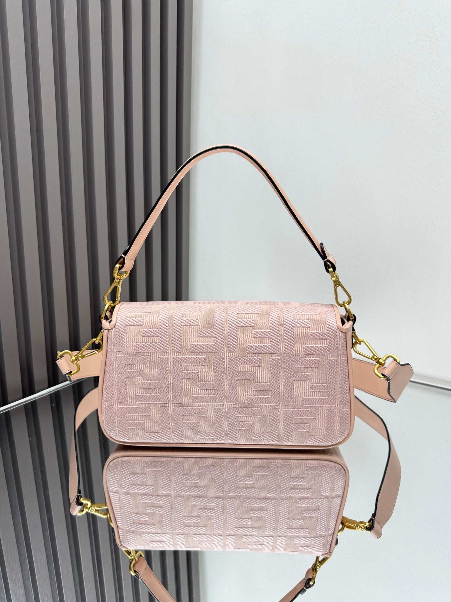 Fendi Baguette Crossbody Canvas Bag - Griserik