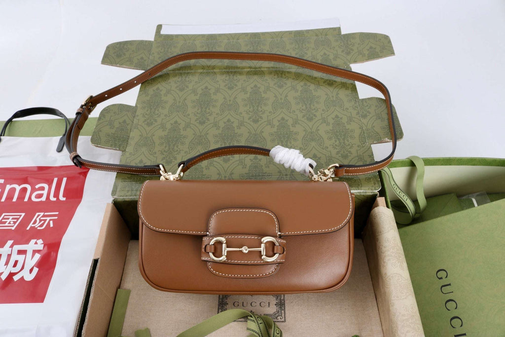 Gucci GG 1955 Horsebit Shoulder Bag Brown - Griserik