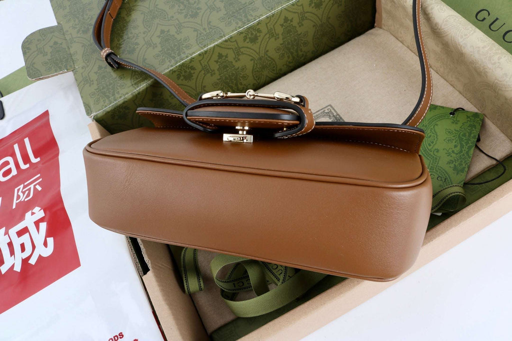 Gucci GG 1955 Horsebit Shoulder Bag Brown - Griserik