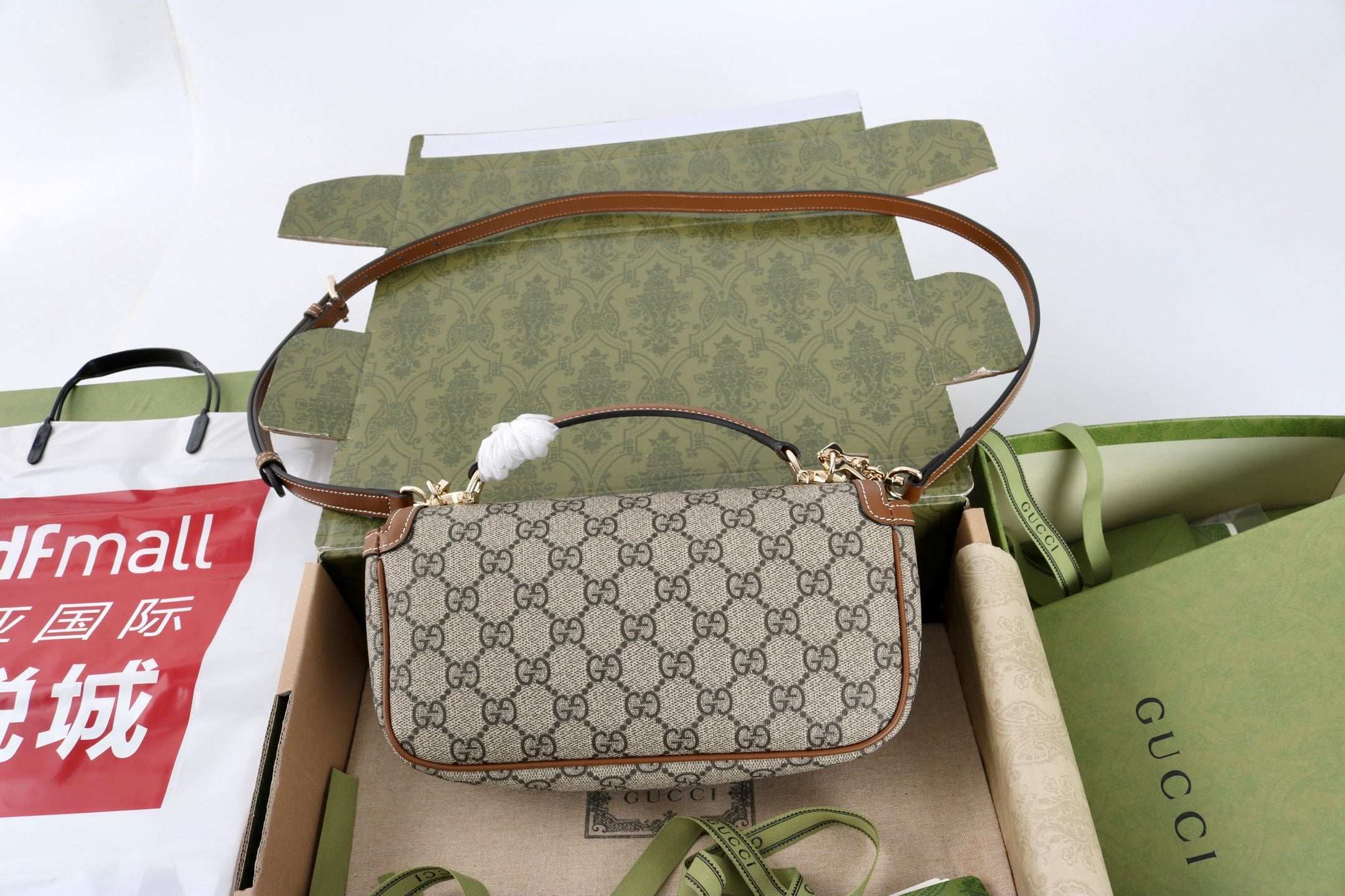 Gucci GG 1955 Horsebit Canvas Shoulder Bag - Griserik