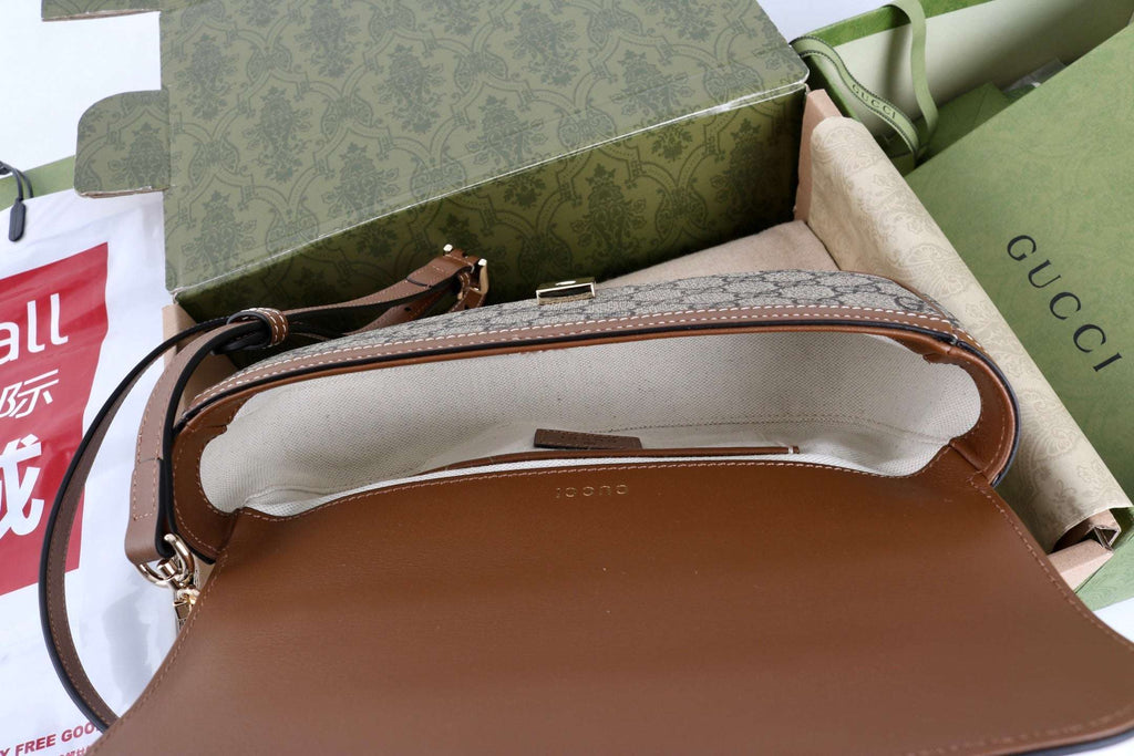 Gucci GG 1955 Horsebit Canvas Shoulder Bag - Griserik