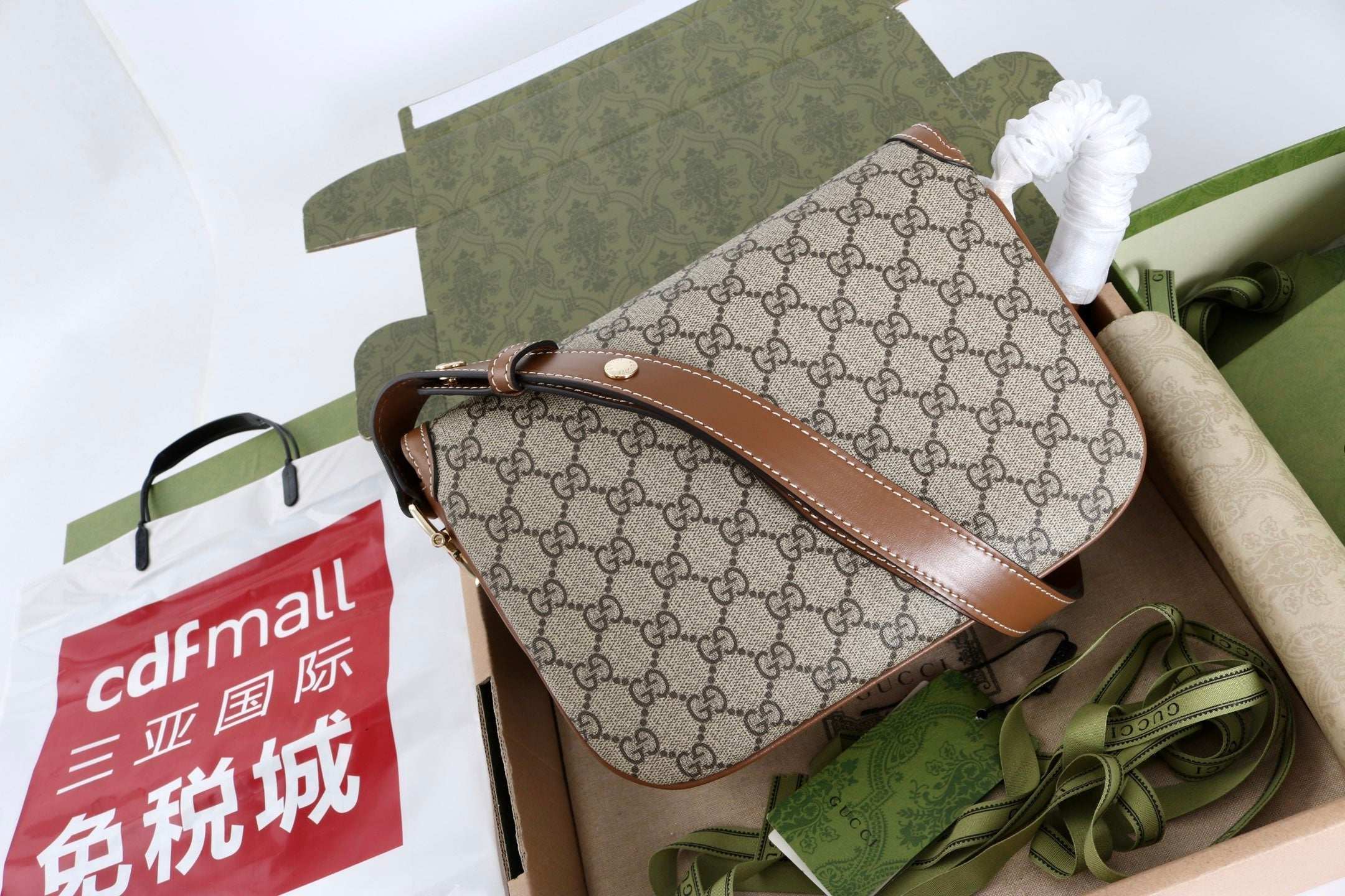 Gucci GG 1955 Horsebit Canvas Shoulder Bag Brown - Griserik