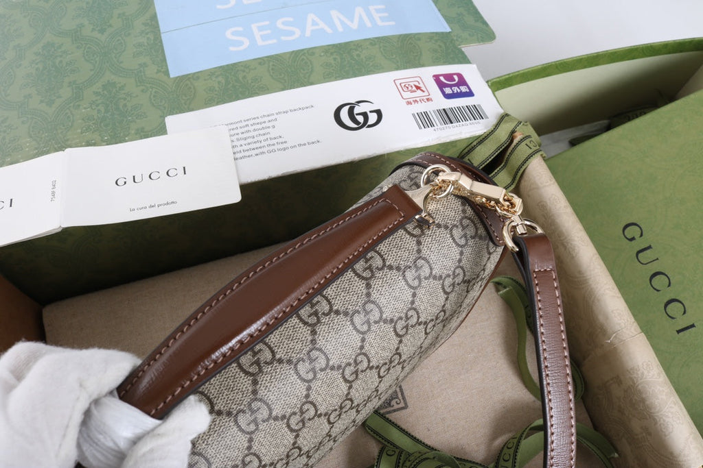 Gucci GG 1955 Horsebit Canvas Shoulder Bag Brown - Griserik