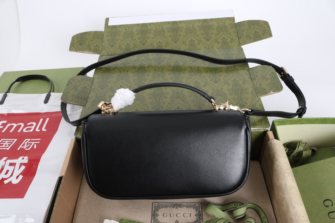 Gucci GG 1955 Horsebit Shoulder Bag Black - Griserik
