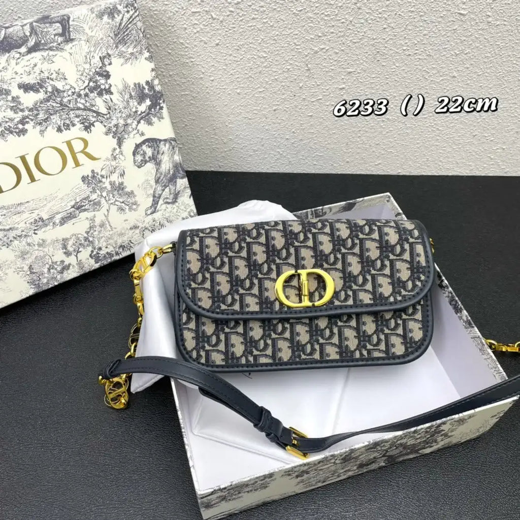 Dior 30 Montaigne Avenue Bag Jacquard Oblique blue - Griserik