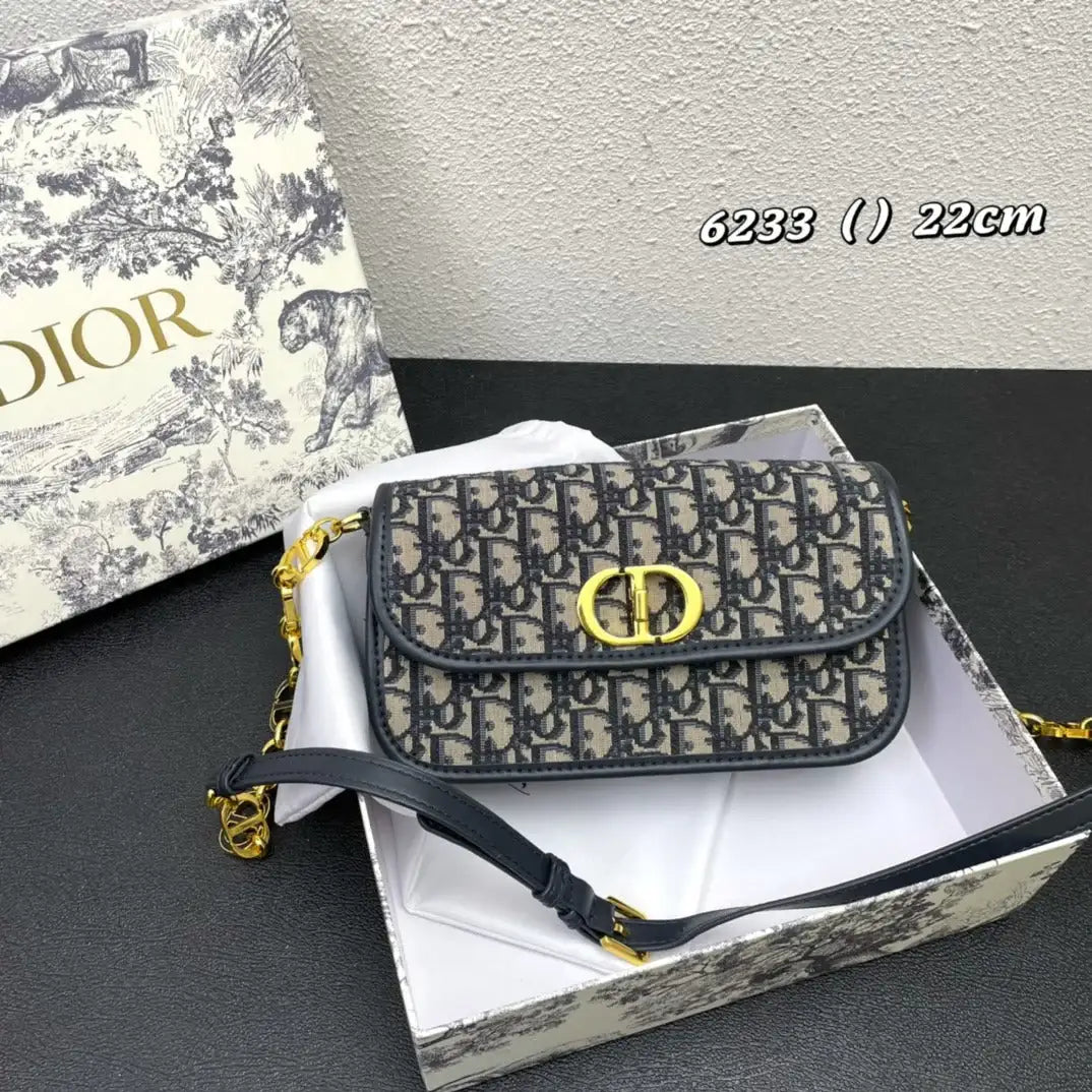 Dior 30 Montaigne Avenue Bag Jacquard Oblique blue - Griserik