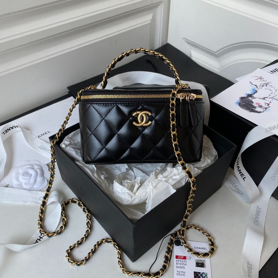 Chanel Vanity Bag Quilted Black Leather - Griserik