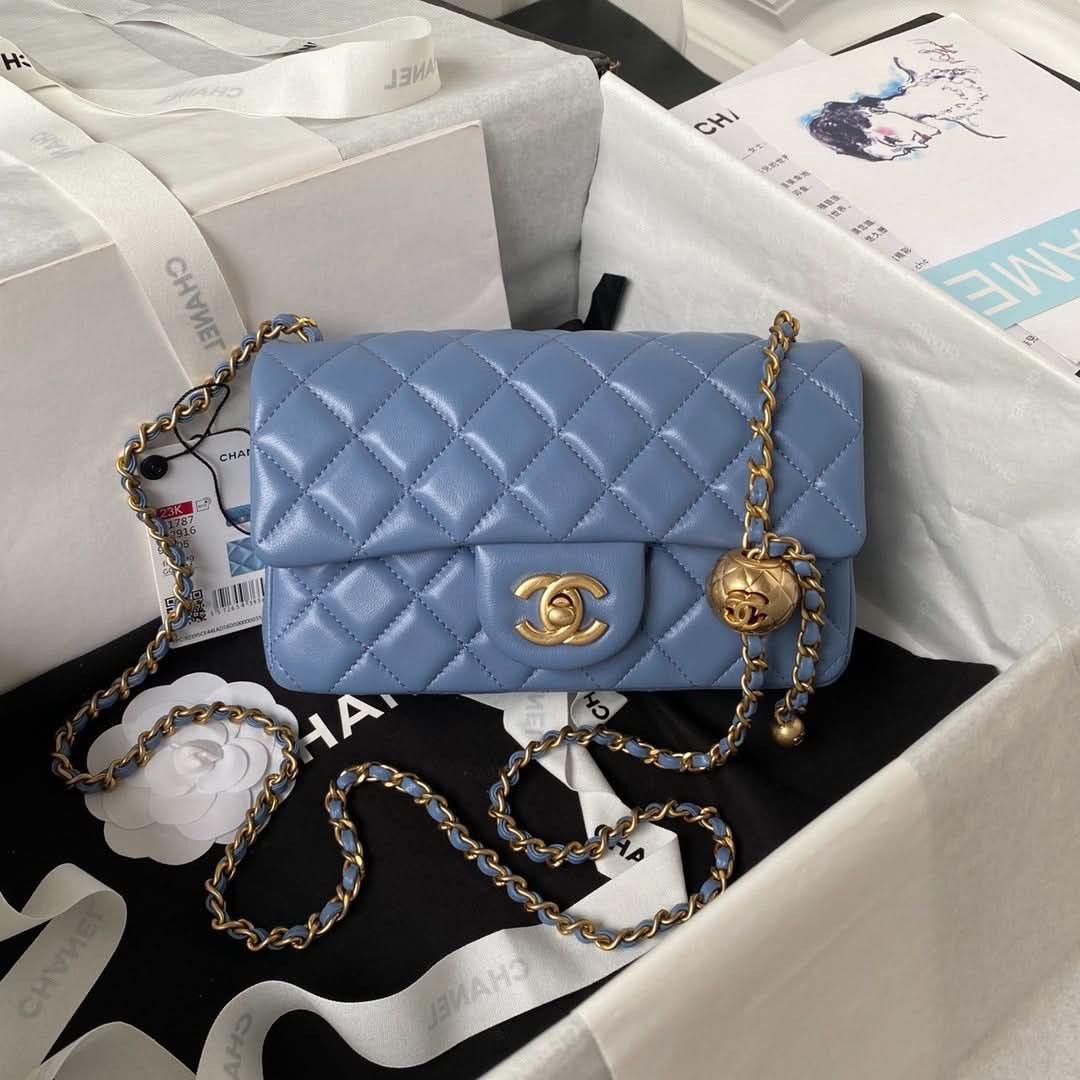 Chanel Flap Bag Blue Leather - Griserik