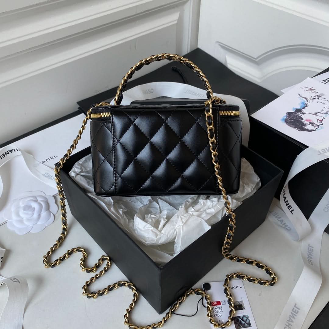 Chanel Vanity Bag Quilted Black Leather - Griserik