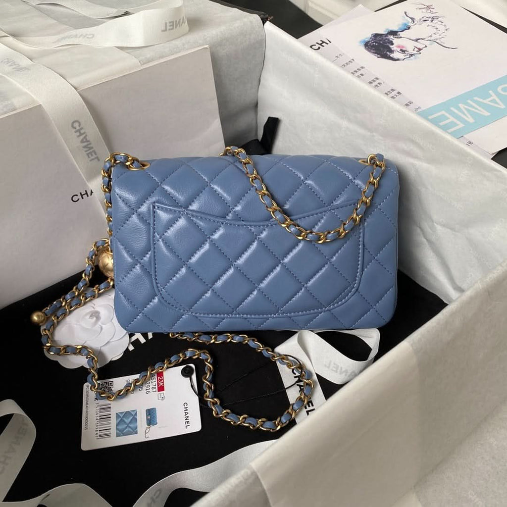 Chanel Flap Bag Blue Leather - Griserik