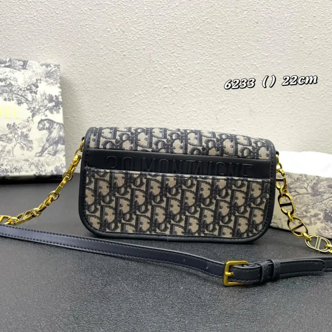 Dior 30 Montaigne Avenue Bag Jacquard Oblique blue - Griserik