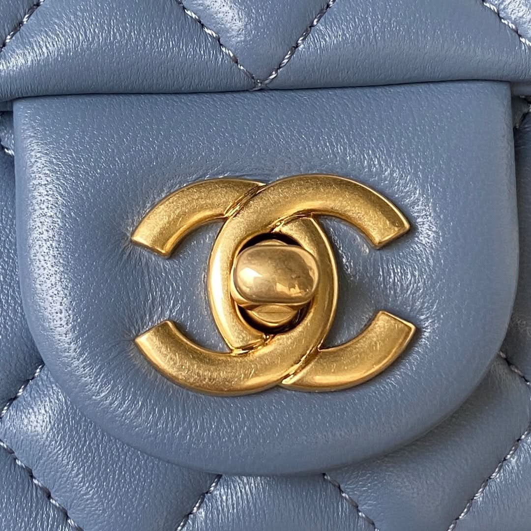 Chanel Flap Bag Blue Leather - Griserik