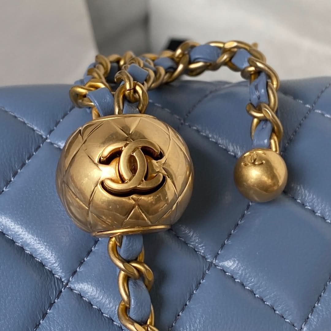 Chanel Flap Bag Blue Leather - Griserik