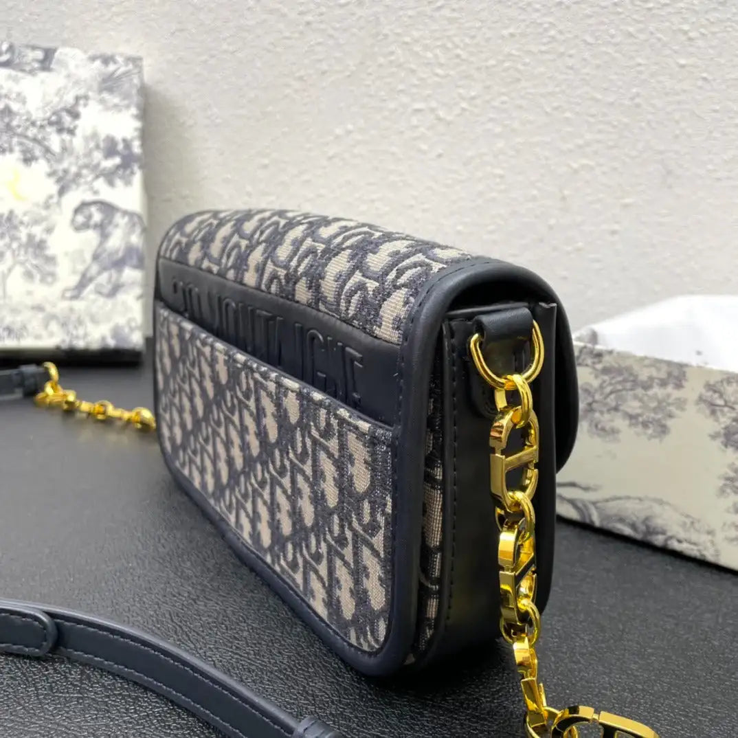 Dior 30 Montaigne Avenue Bag Jacquard Oblique blue - Griserik