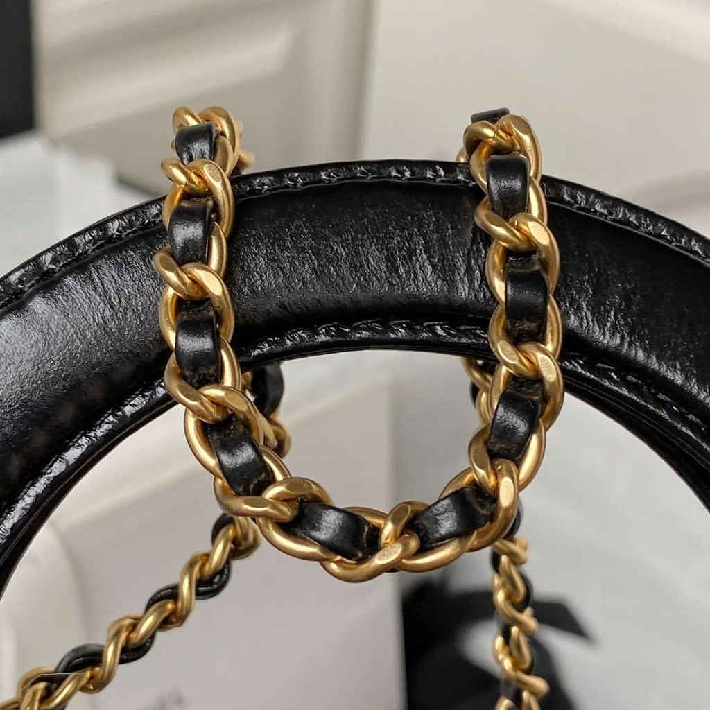 Chanel Kelly Mini Shopping Bag Black and Gold - Griserik