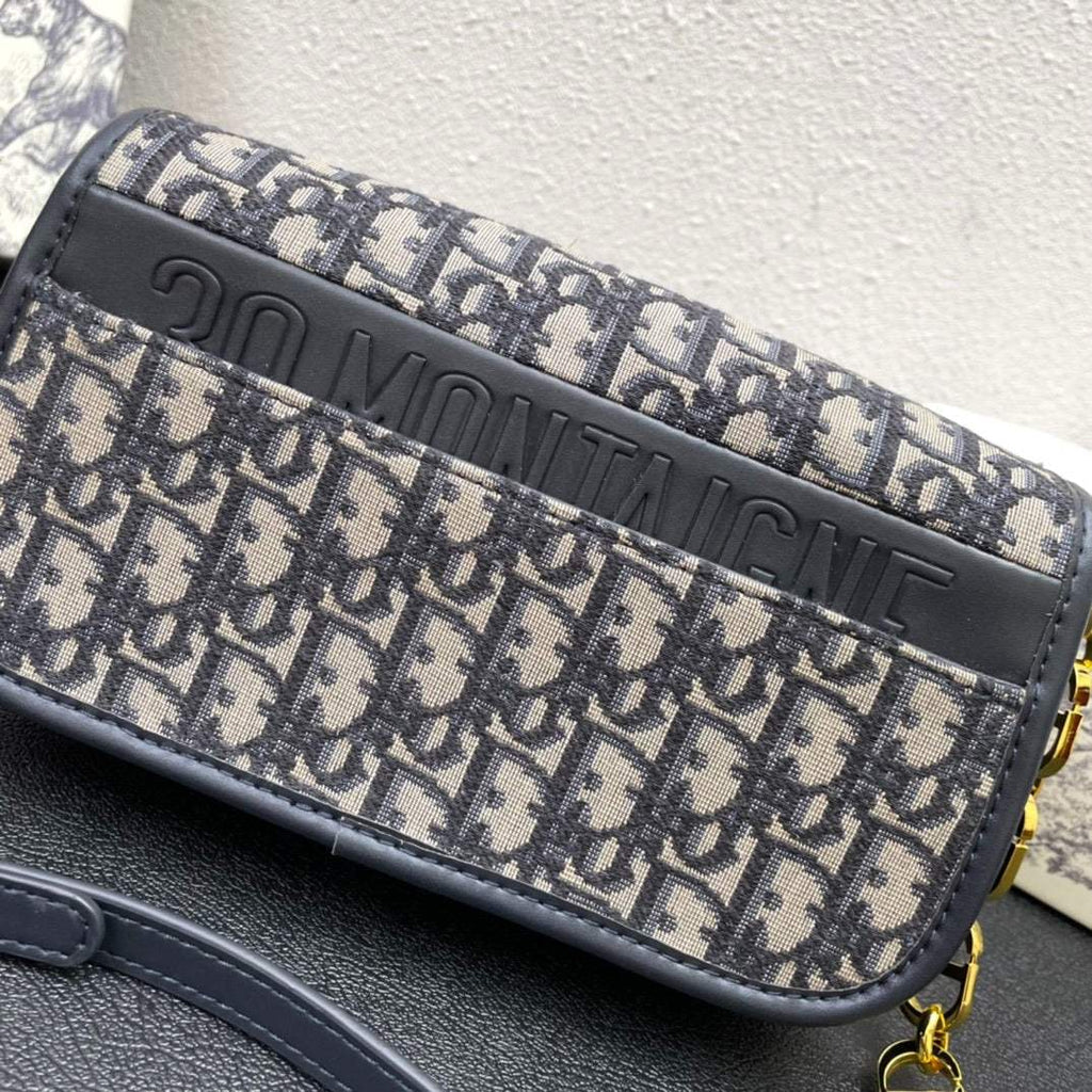 Dior 30 Montaigne Avenue Bag Jacquard Oblique blue - Griserik