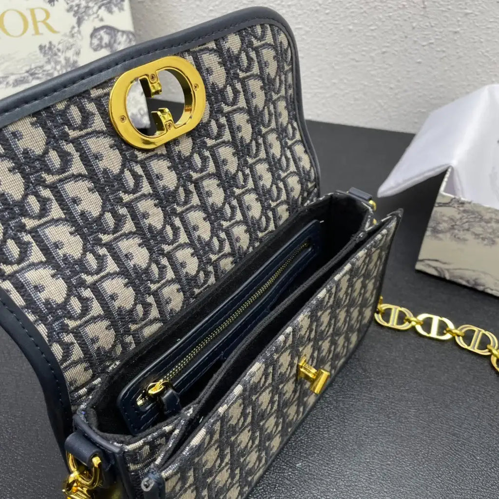 Dior 30 Montaigne Avenue Bag Jacquard Oblique blue - Griserik