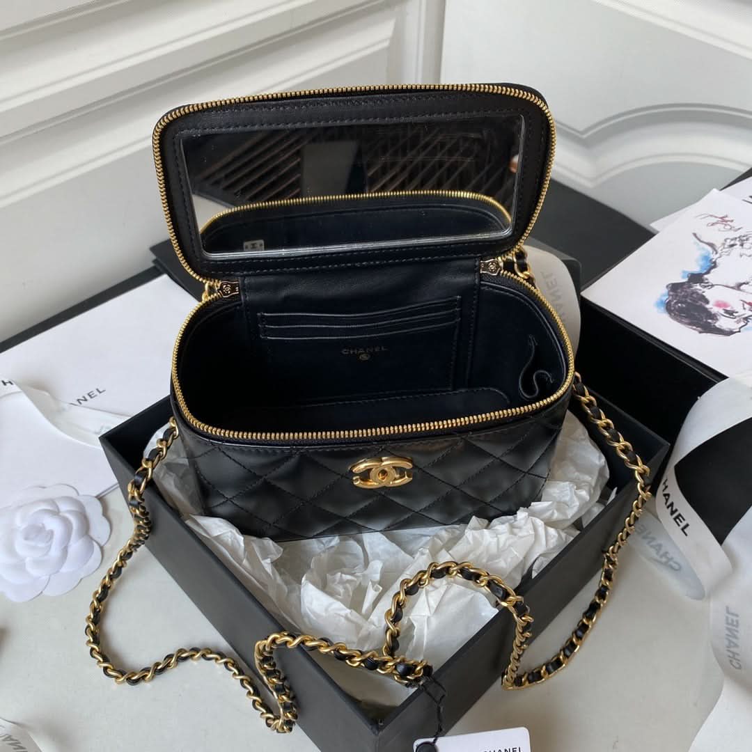 Chanel Vanity Bag Quilted Black Leather - Griserik